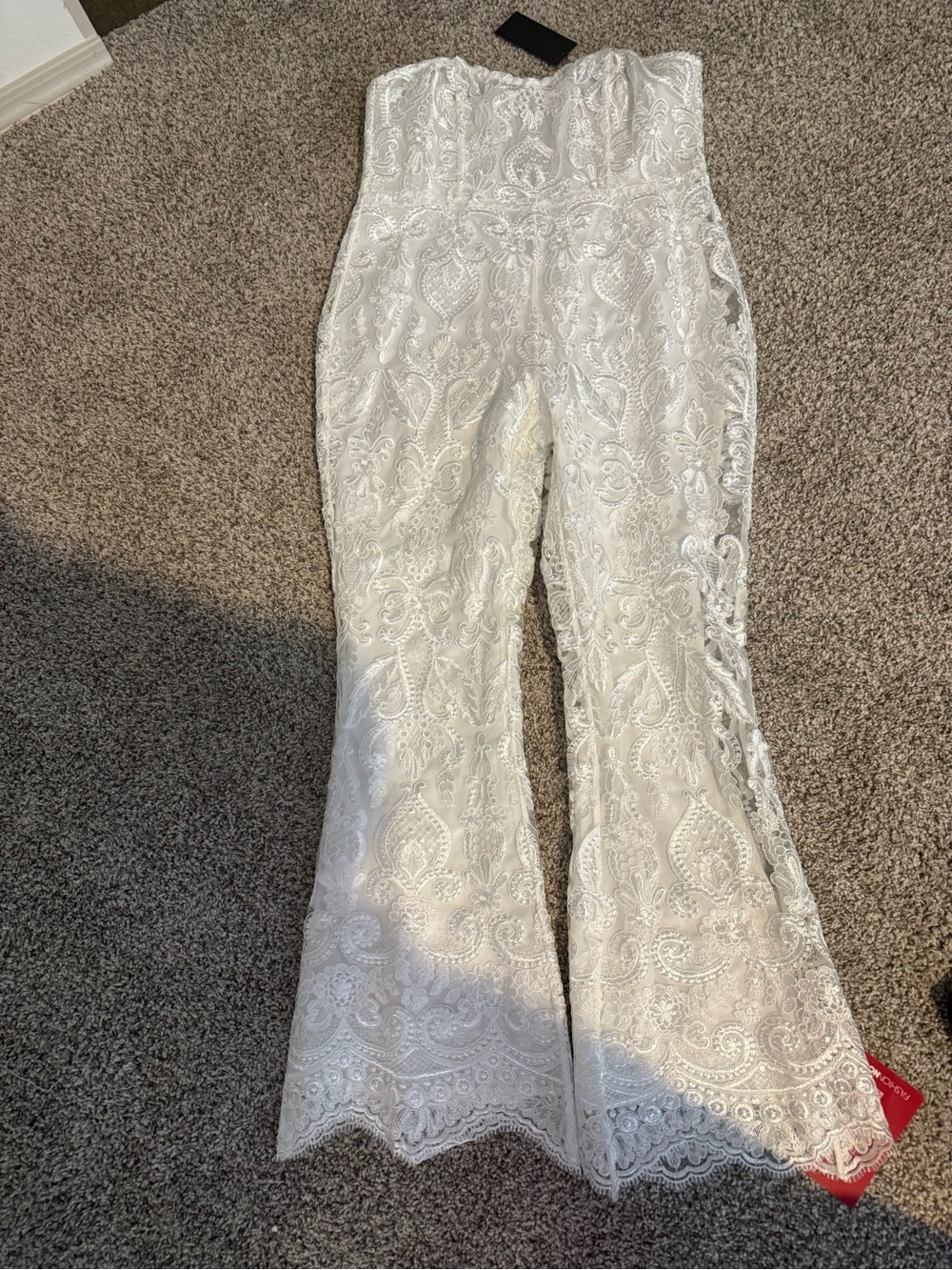 White Lace Wide-Leg Romper Jumpsuit